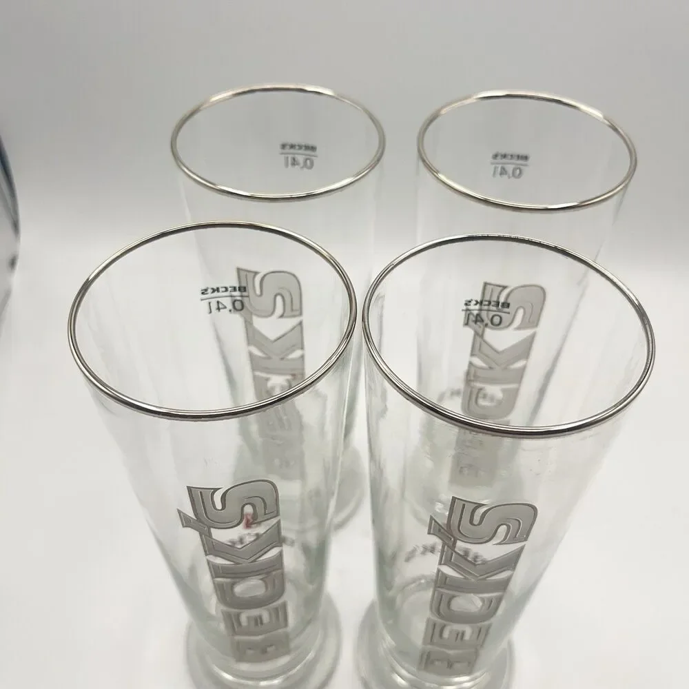 BECK’S Set Of 4 Beer Glasses 0.4L Bar Pub Tall Glass Becks